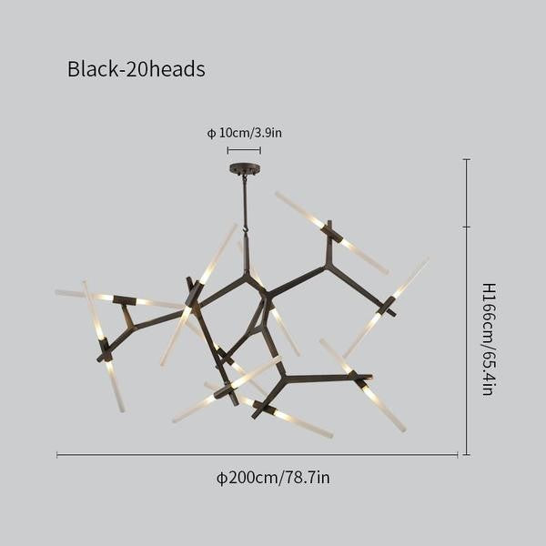 ثريا ذات فروع نحاسية/سوداء بسيطة من رايلايت