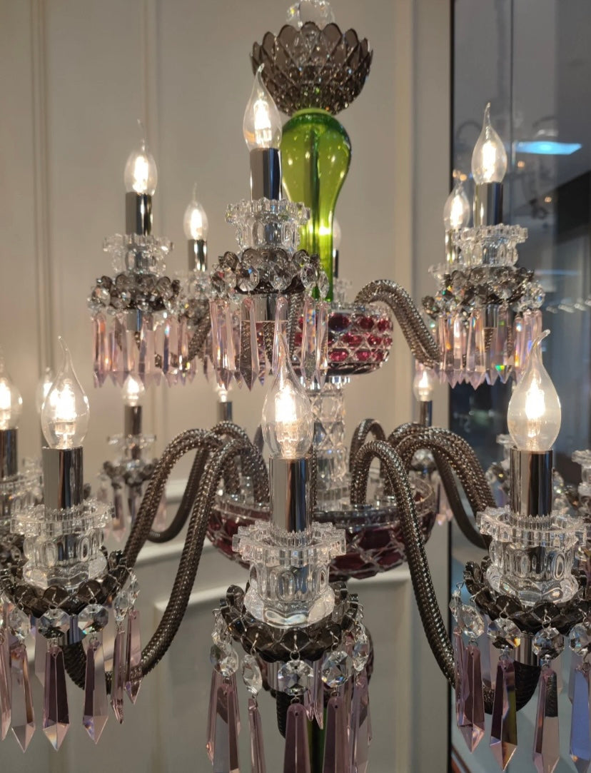 Luxe kleurrijke 18-lichts kristallen vloerlamp