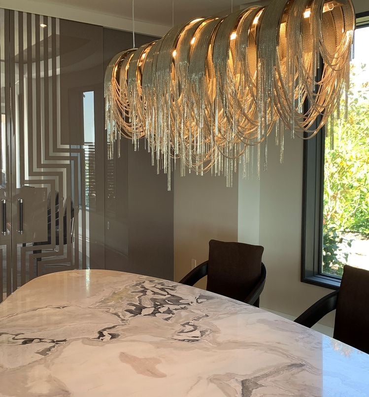 Rylight 27,5"/52"/72" Art Design lineaire kwastkroonluchter in verchroomde afwerking