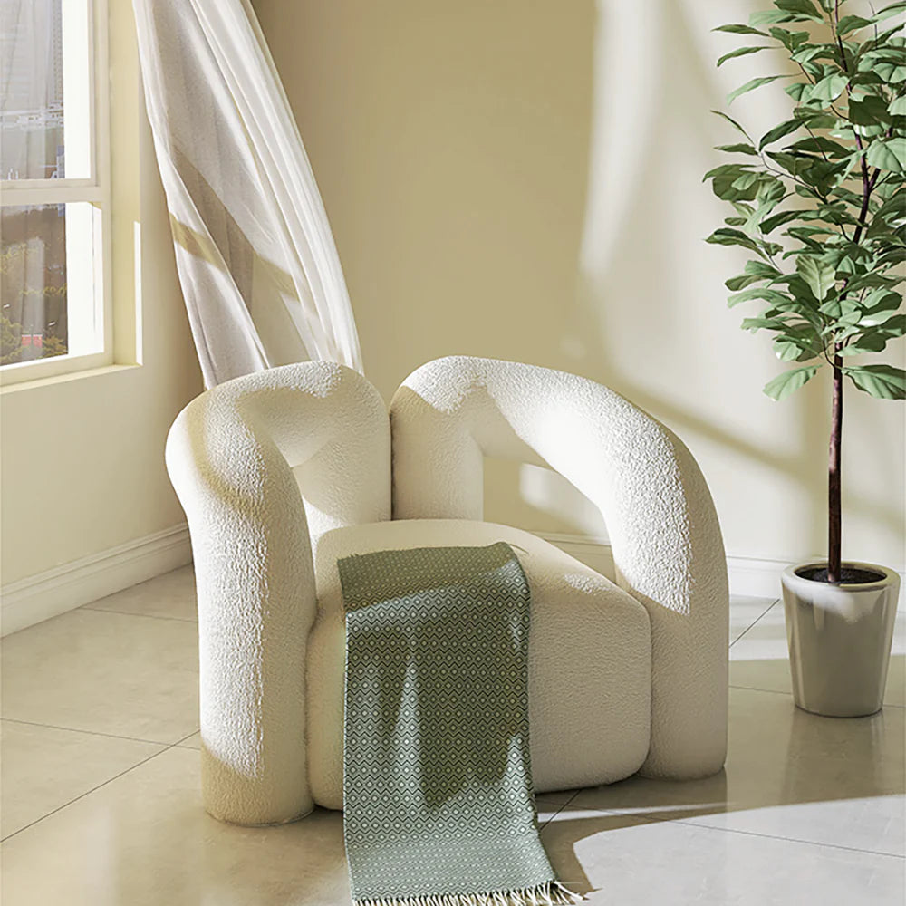 كرسي أريكة بوكل شيربا أشعث أبيض إبداعي حديث لغرفة المعيشة