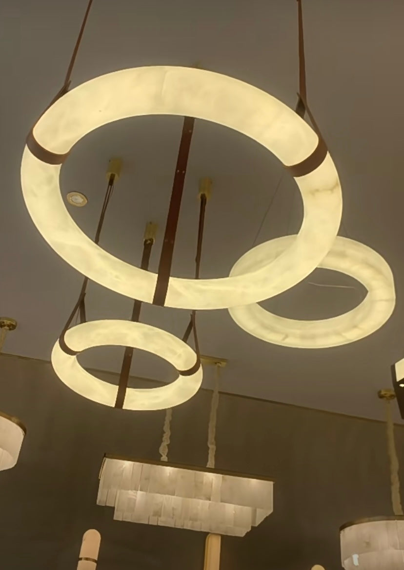 Modern Round Alabaster Chandelier for Living Room/Bedroom