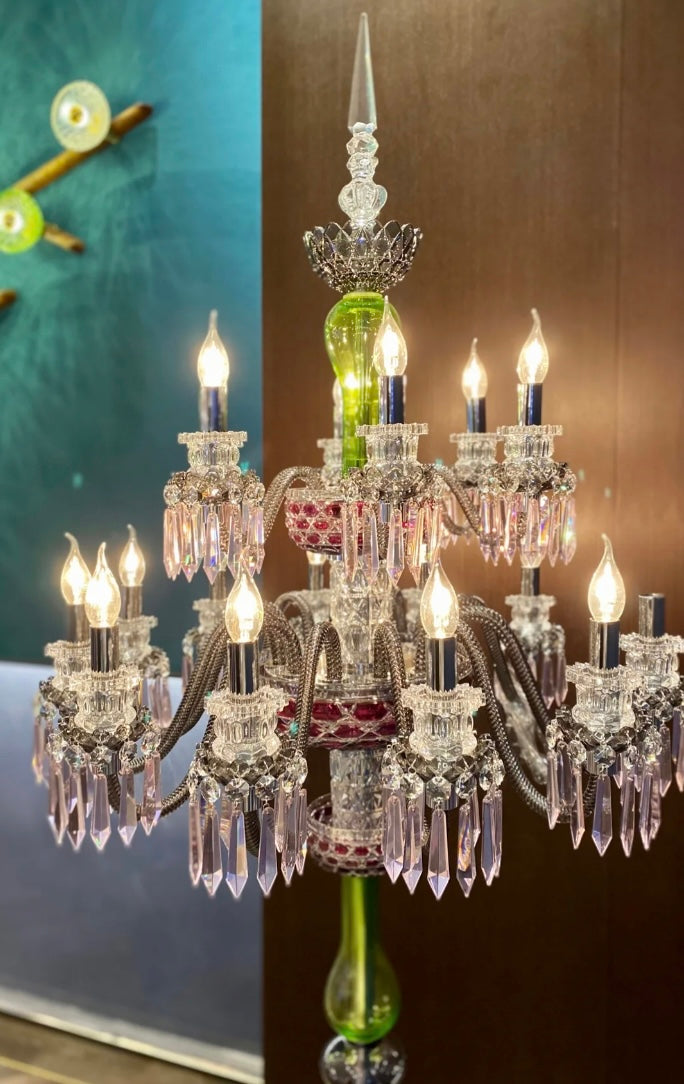 Luxe kleurrijke 18-lichts kristallen vloerlamp