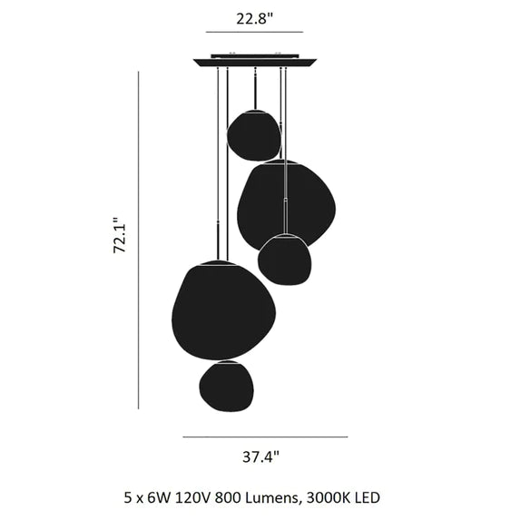 Rylight 3/5 rotsglas hanglamp met speciale vorm