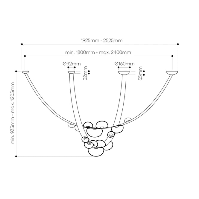 Rylight 1/2-Leather Belt Glass Chandelier