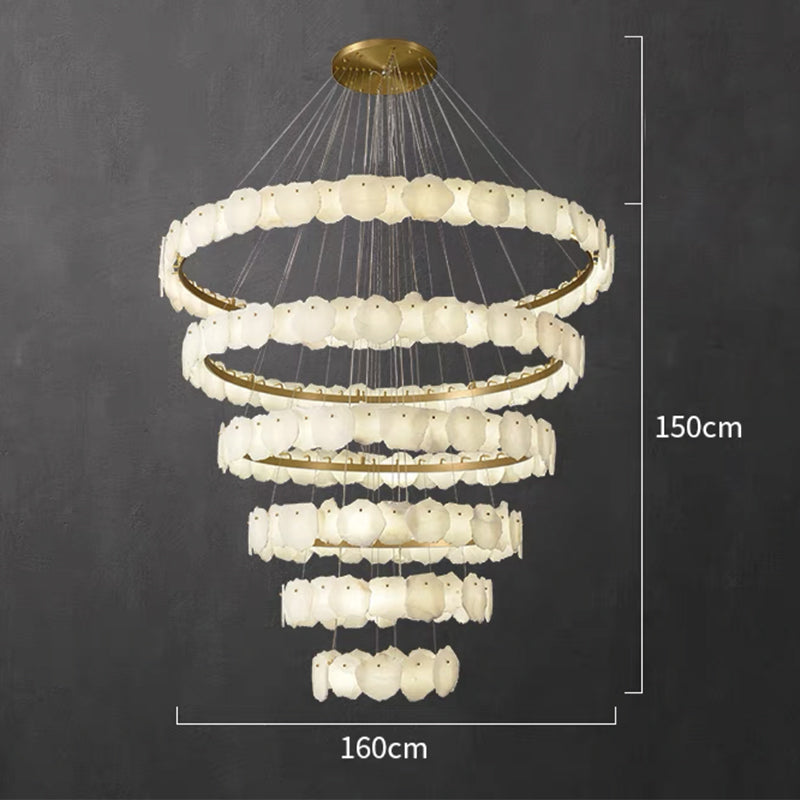 Modern Multi-layer White Alabaster Chandelier for Staircase/Foyer