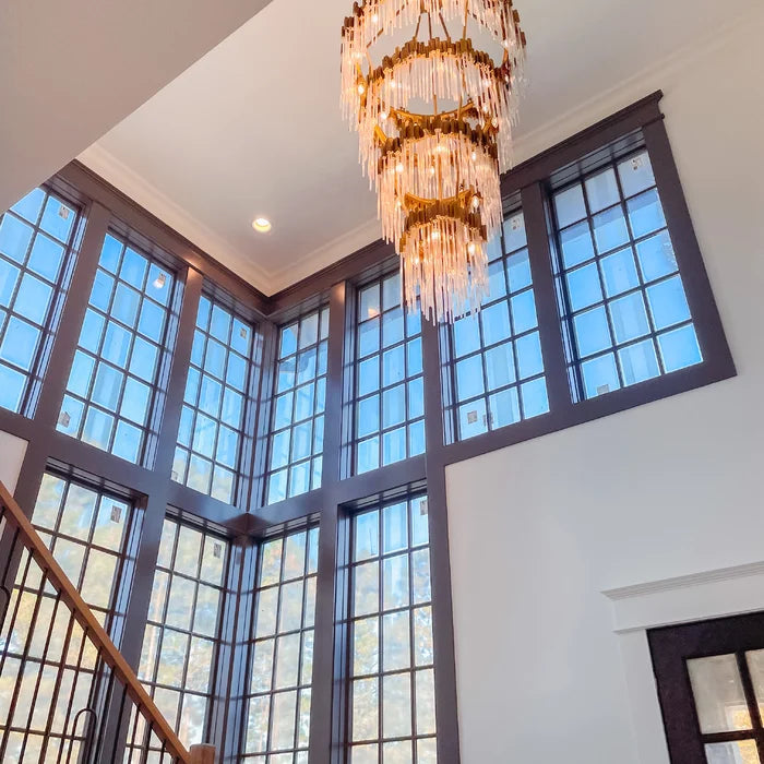 Rylight 1/2/3/4-laags ronde kristallen kroonluchter Creatieve waterval kroonluchter