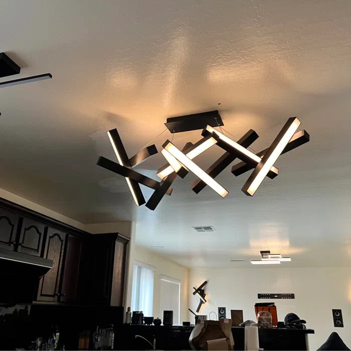 Modern Round/Linear Geometric Aluminum LED Chandelier