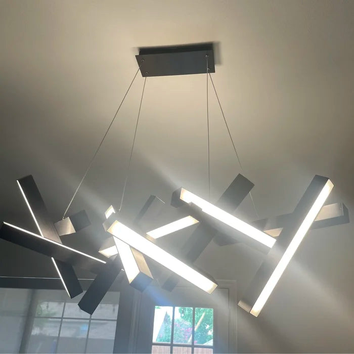 Modern Round/Linear Geometric Aluminum LED Chandelier