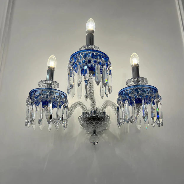 Rylight 3-Candle Blue Crystal Wall Light