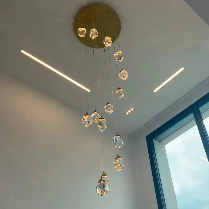 Rylight 1/3/7/14/22-Light Diamond Raindrop Crystal Chandelier