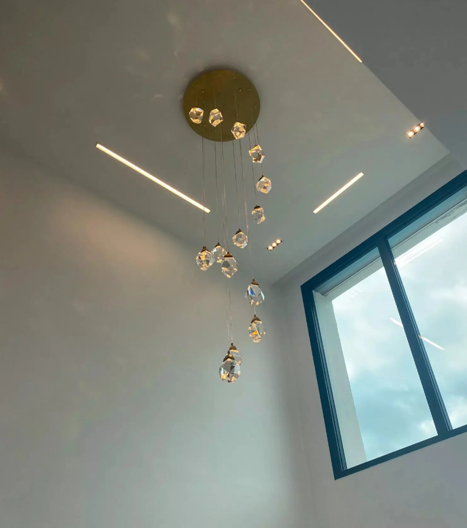 Rylight 1/3/7/14/22-Light Diamond Raindrop Crystal Chandelier