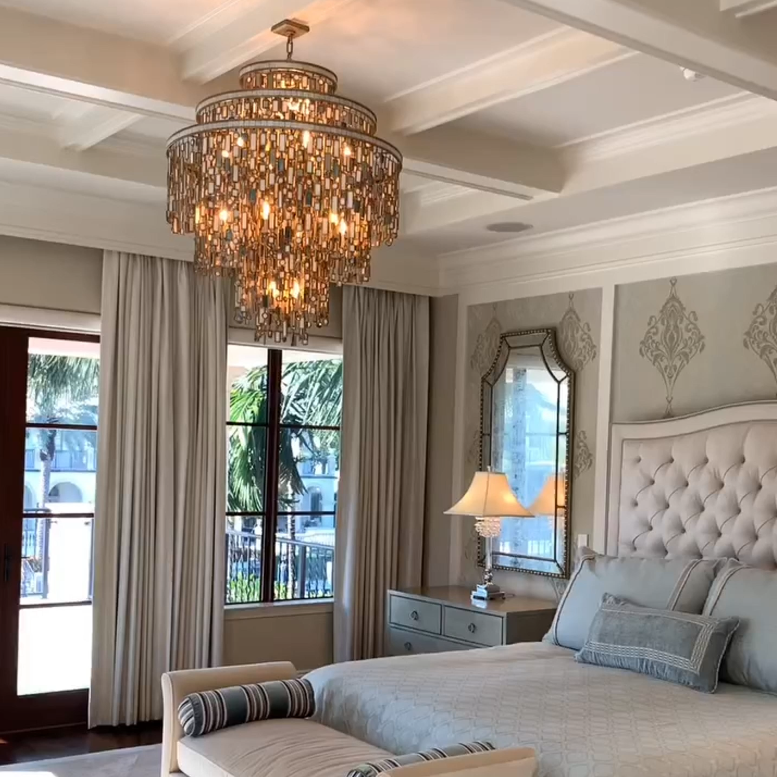 ثريا رايلايت دائرية من 6 طبقات، 7/13/19 ضوءًا، بتصميم صدفي متدرج