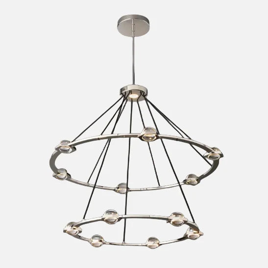 Modern 1/2-Tier Ring Chandelier for Living Room/Bedroom