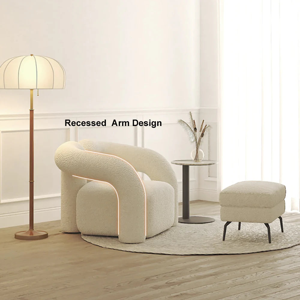 كرسي أريكة بوكل شيربا أشعث أبيض إبداعي حديث لغرفة المعيشة
