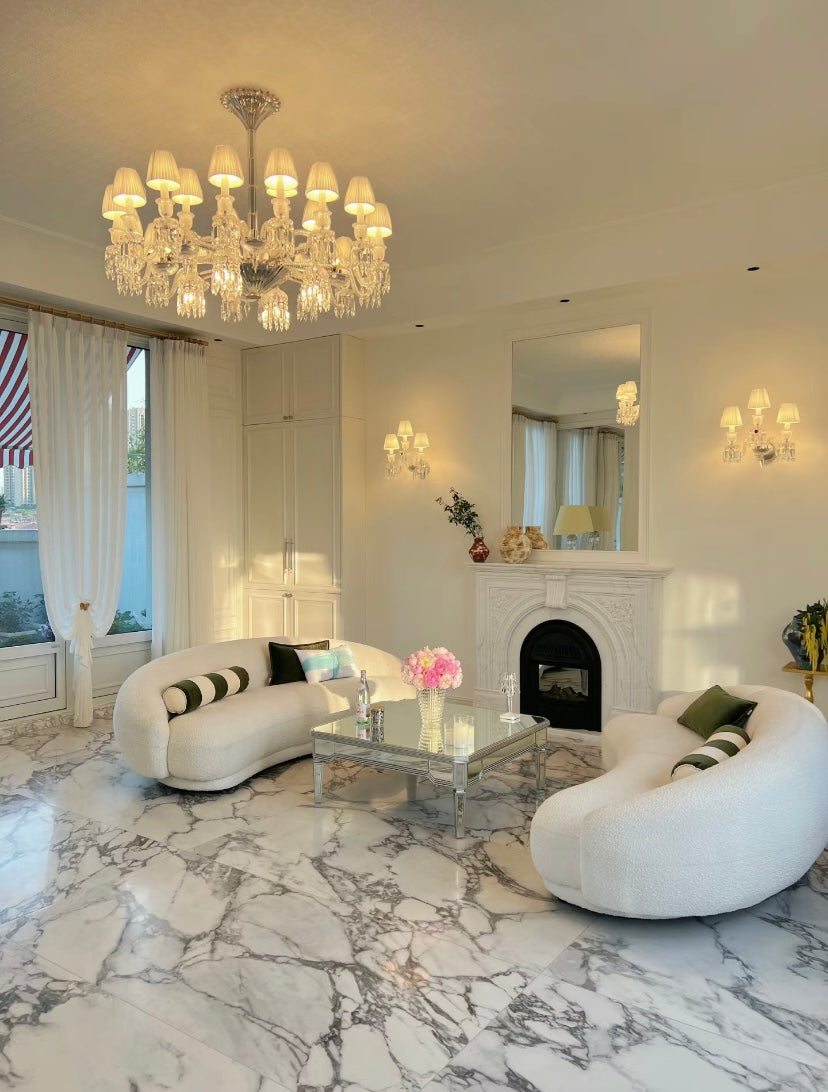 Elegante kristallen kroonluchter plafondlamp voor woonkamer eetkamer stoffen lampenkap