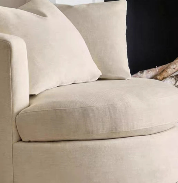 Italian Nordic Light Luxury Velvet Circular Rotatable Sofa Chair For Living Room/Bedroom