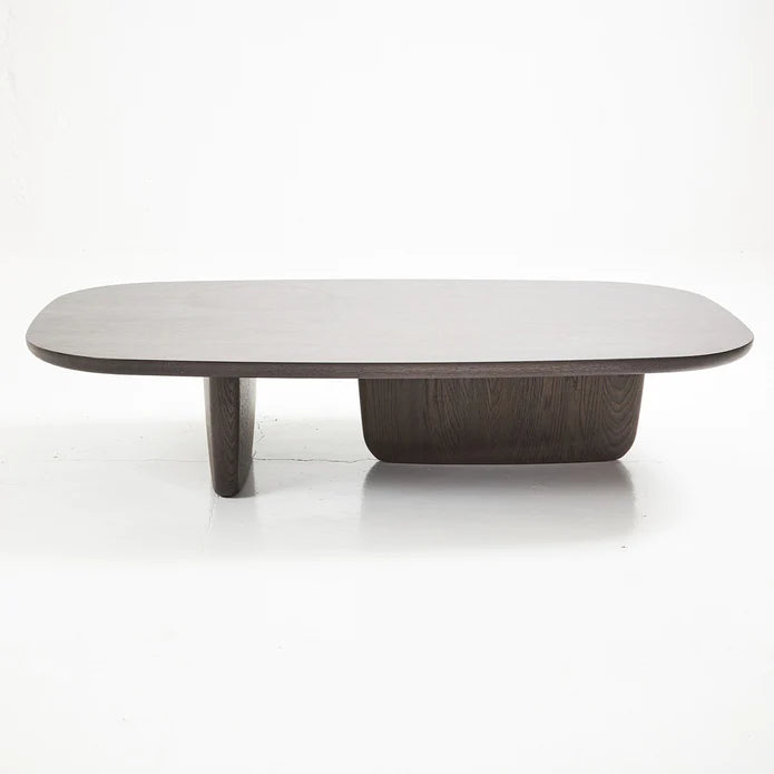Oval Black/Brown Modern Coffee Table in Wood