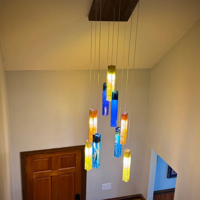 Rylight Colorful Glass Cascading Chandelier