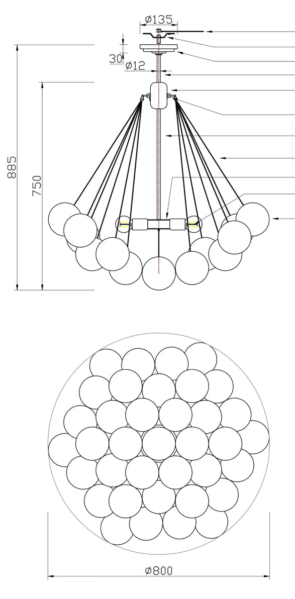 Rylight Cloud Balloons Glass Chandelier