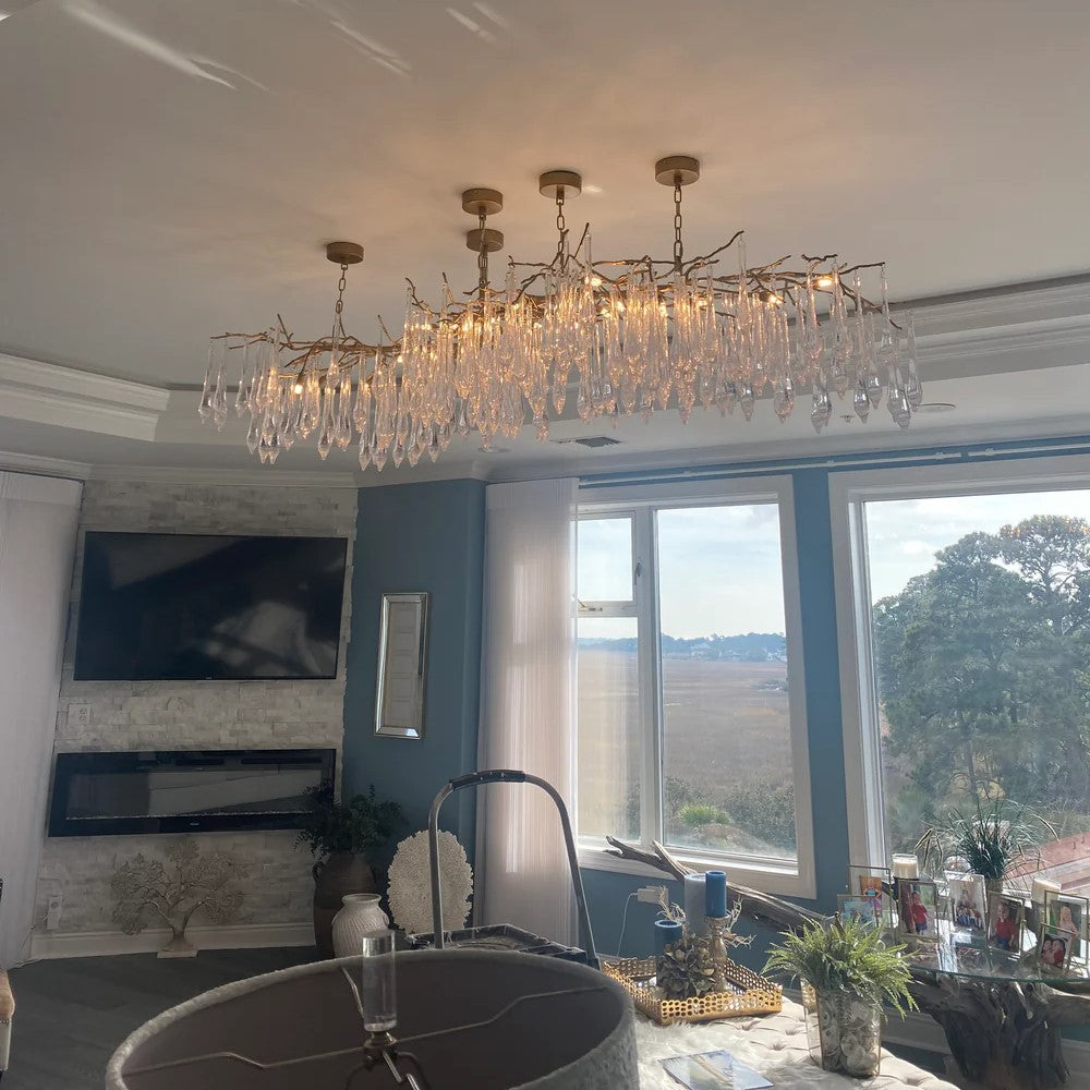 Rylight 20/24/35-lichts extra grote ijspegel-kristallen kroonluchter