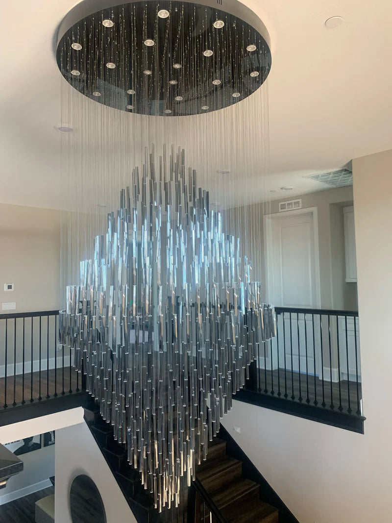 Rylight Multi-Tier Raindrop Crystal Stick Chandelier