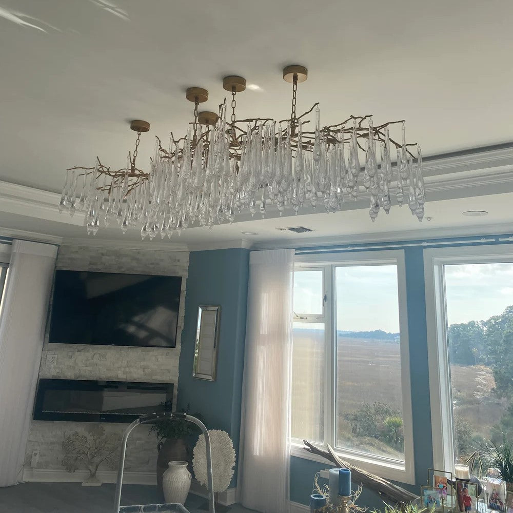 Rylight 20/24/35-lichts extra grote ijspegel-kristallen kroonluchter