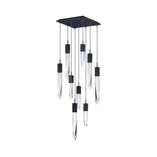 Rylight Modern&Luxury Round/Rectangle Ceiling Pendant Light in Black Finish