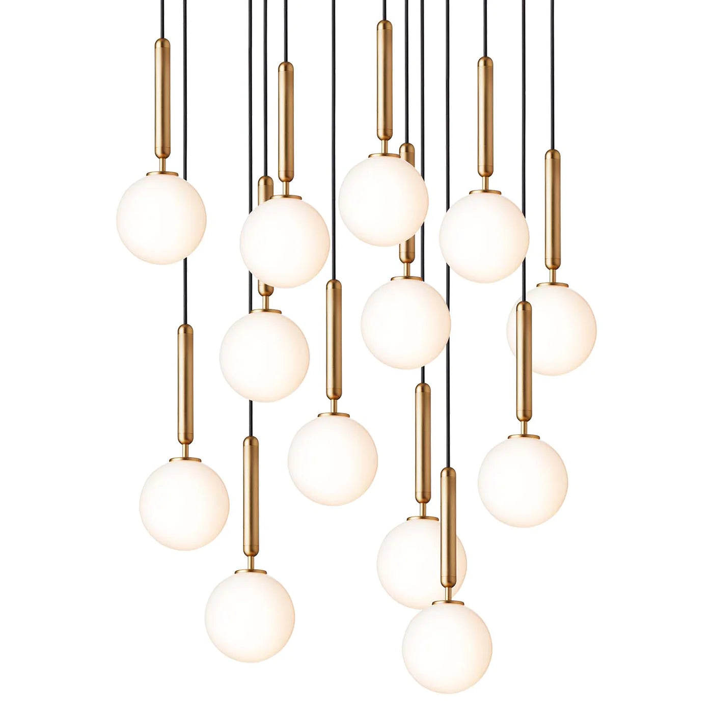 Rylight 1/3/6/13-Globes helder/wit glazen hangende kroonluchter