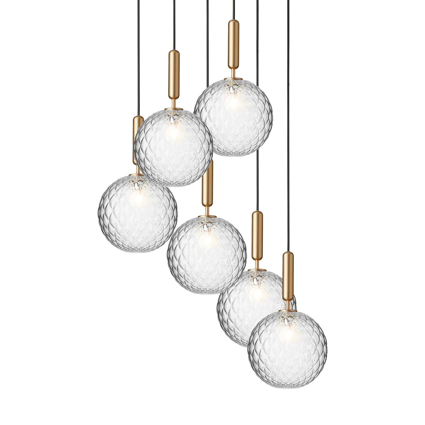 Rylight 1/3/6/13-Globes helder/wit glazen hangende kroonluchter