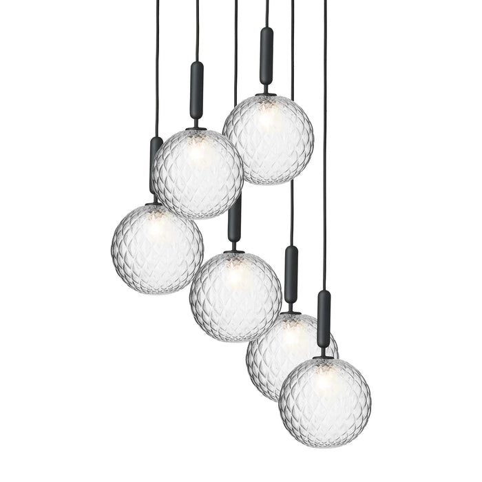Rylight 1/3/6/13-Globes Clear/White Glass Pendant Chandelier