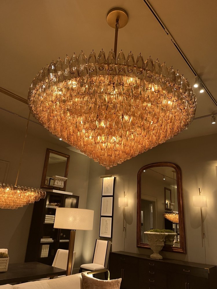 Rylight 6/8/10/13-Tier Clear/Amber Glass Round/Rectangular Chandelier