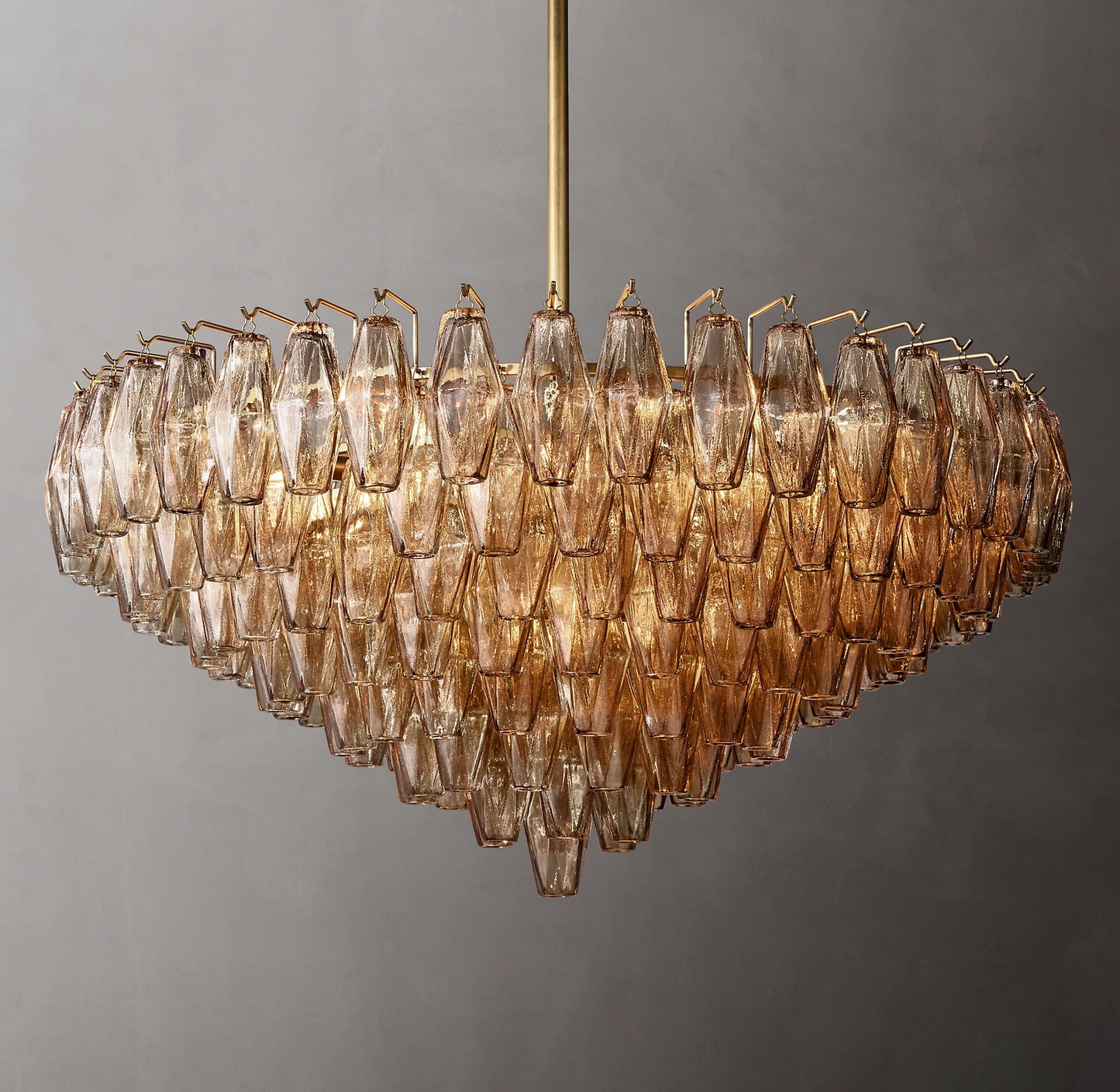 Rylight 6/8/10/13-Tier Clear/Amber Glass Round/Rectangular Chandelier
