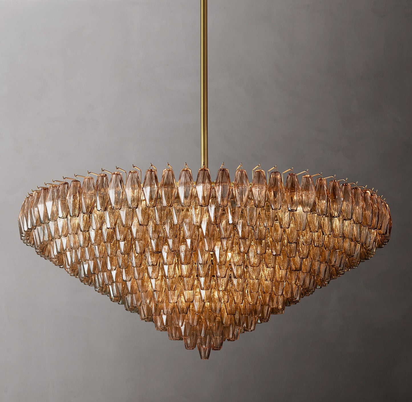Rylight 6/8/10/13-Tier Clear/Amber Glass Round/Rectangular Chandelier