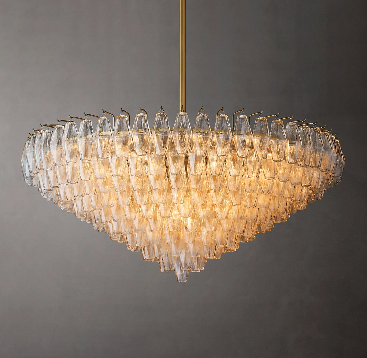 Rylight 6/8/10/13-Tier Clear/Amber Glass Round/Rectangular Chandelier