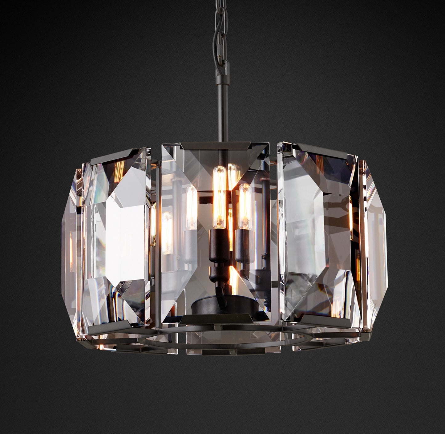 Rylight 4/7/10/14-Light Round Crystal Chandelier in Brass/Black Finish