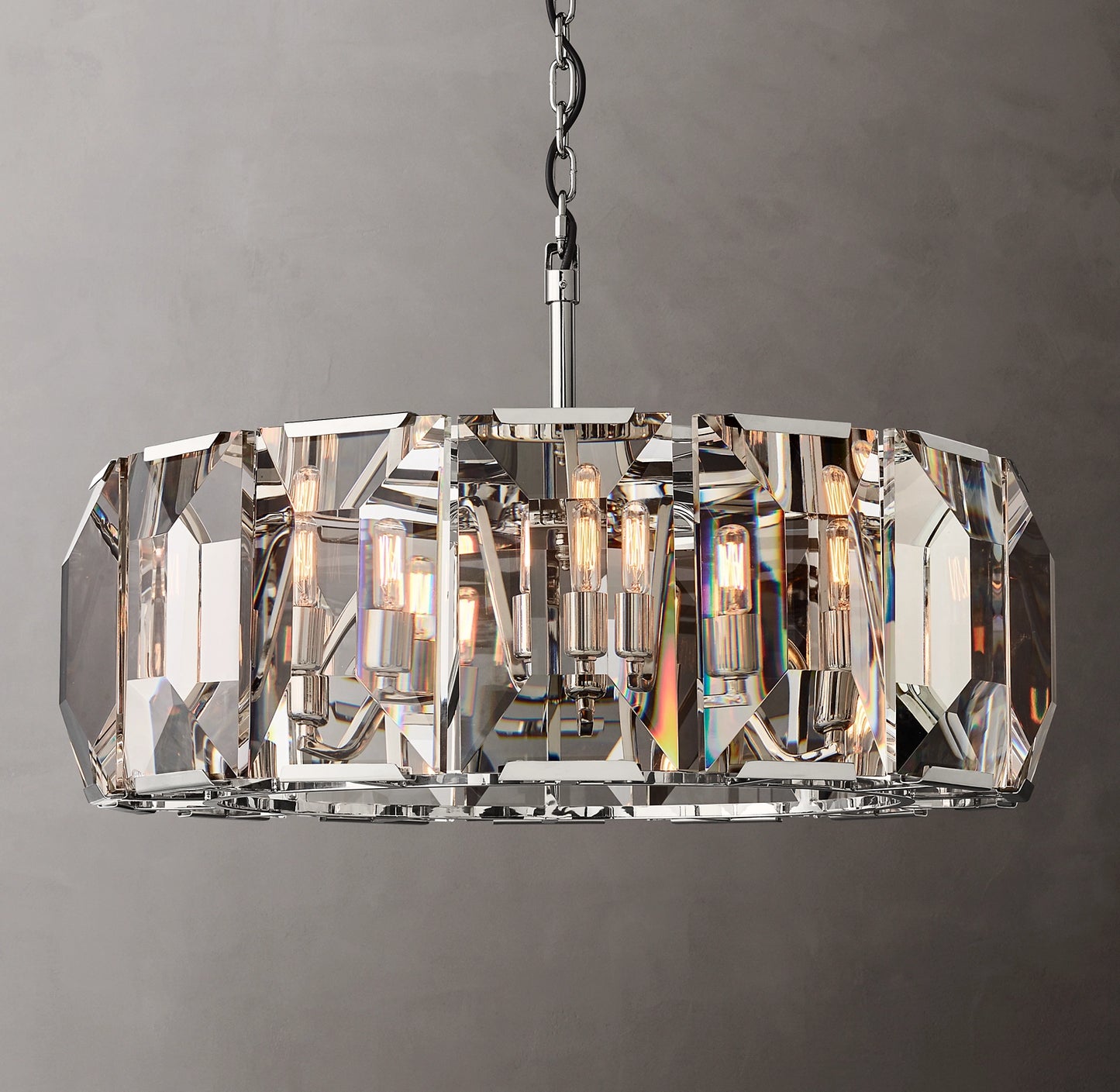Rylight 4/7/10/14-Light Round Crystal Chandelier in Brass/Black Finish