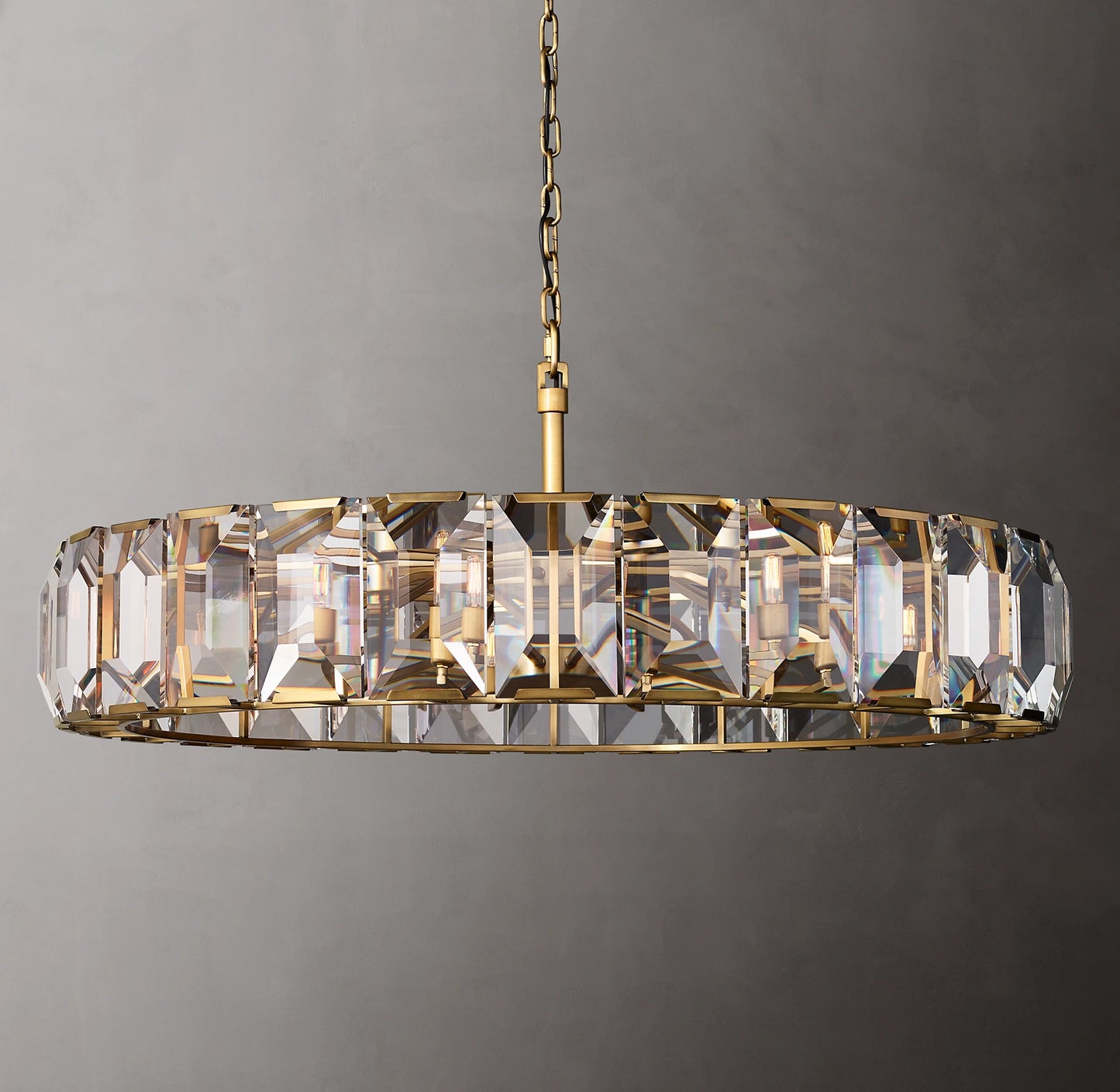 Rylight 4/7/10/14-Light Round Crystal Chandelier in Brass/Black Finish