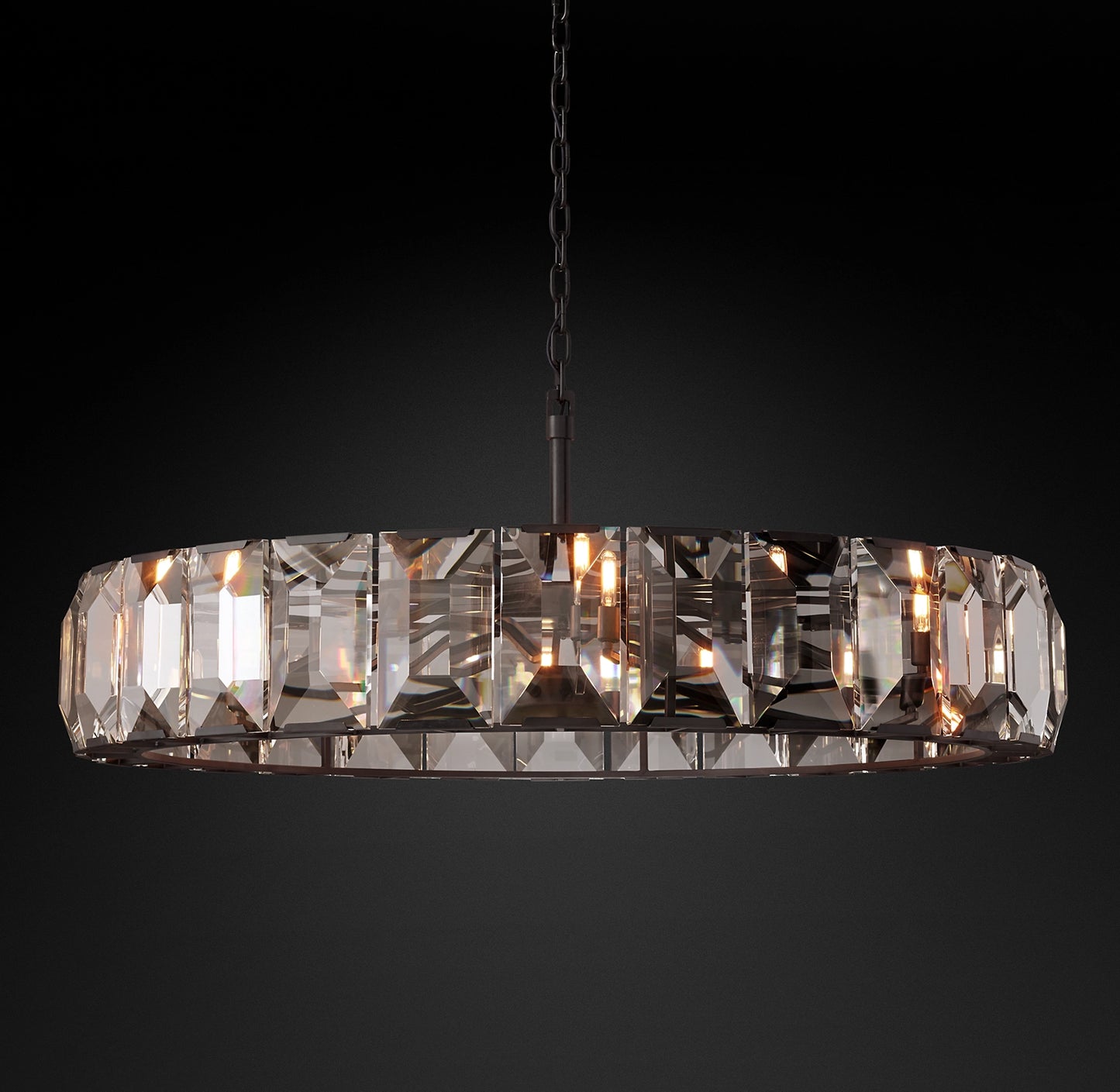 Rylight 4/7/10/14-Light Round Crystal Chandelier in Brass/Black Finish
