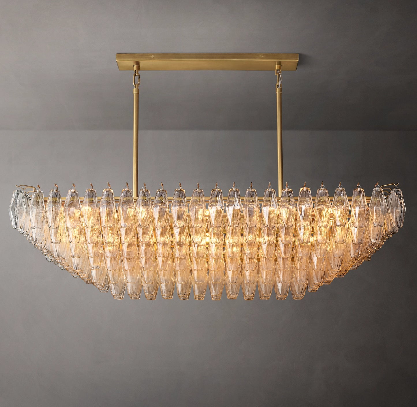 Rylight 6/8/10/13-Tier Clear/Amber Glass Round/Rectangular Chandelier
