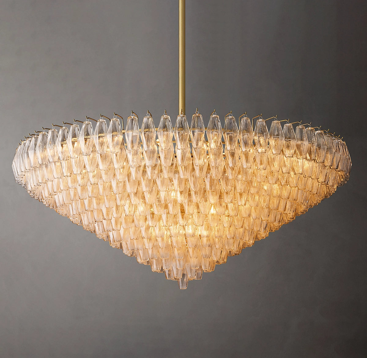 Rylight 6/8/10/13-Tier Clear/Amber Glass Round/Rectangular Chandelier