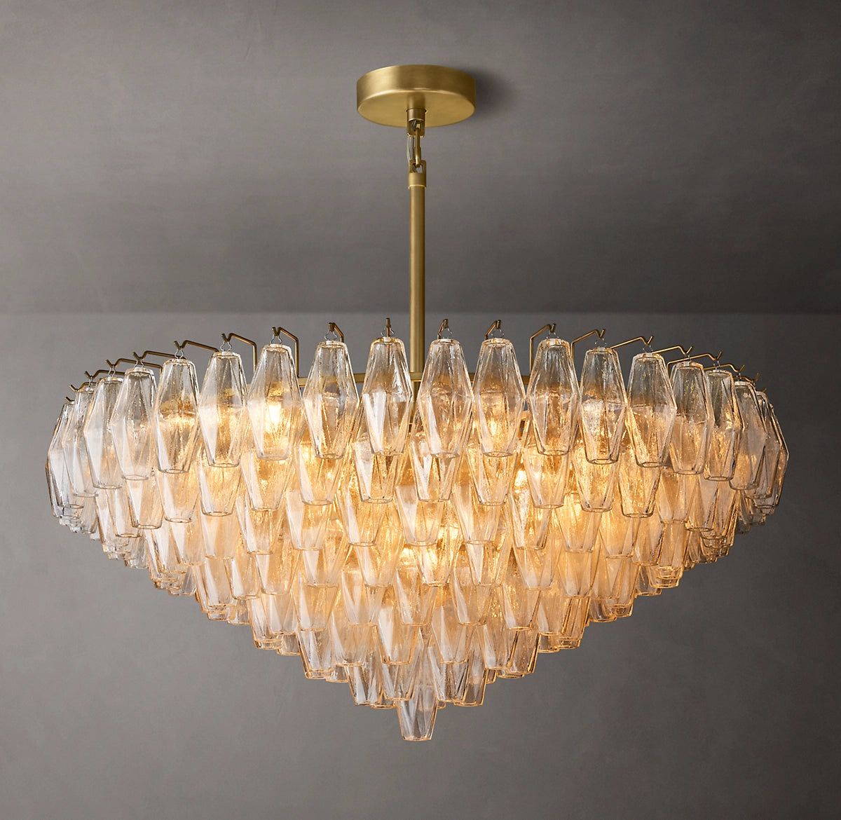 Rylight 6/8/10/13-Tier Clear/Amber Glass Round/Rectangular Chandelier