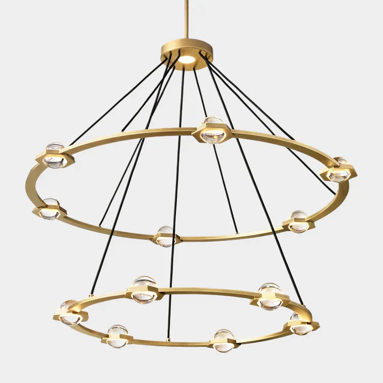 Modern 1/2-Tier Ring Chandelier for Living Room/Bedroom