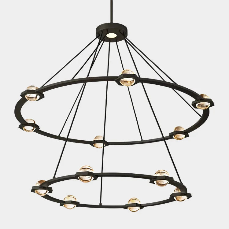Modern 1/2-Tier Ring Chandelier for Living Room/Bedroom