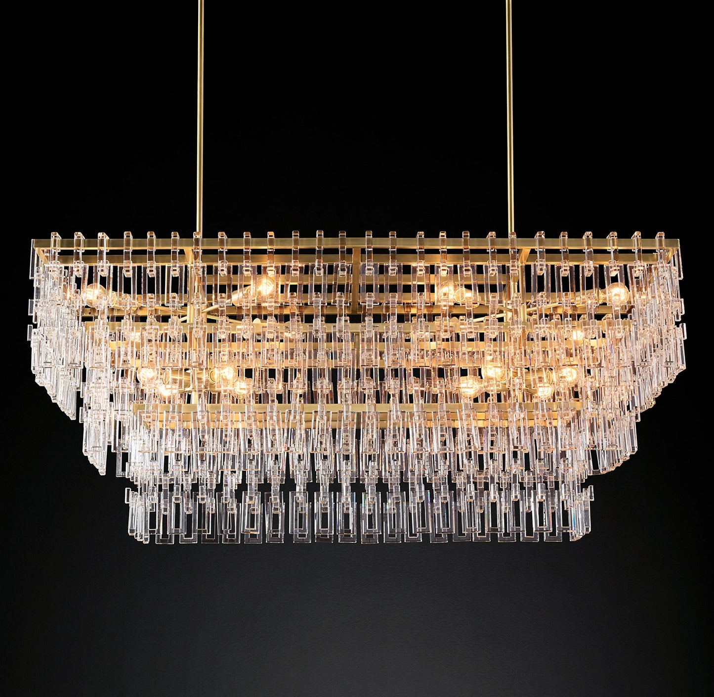 Rylight Multi-tiered Rectangle K9 Crystal Chandelier