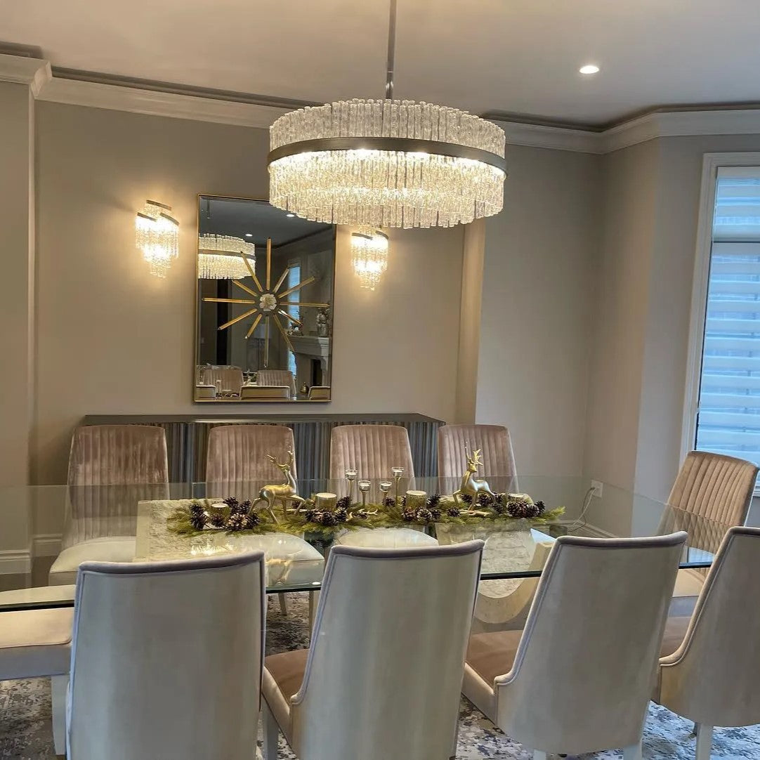 Rylight elegante ronde/rechthoekige kristallen golfbuiskroonluchter