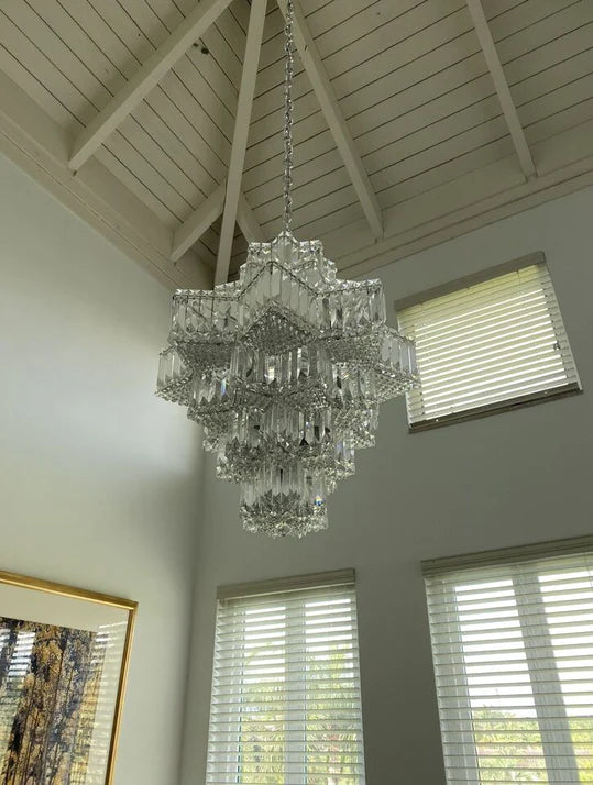 Rylight 4/6-Tier Star-shape Crystal Chandelier in Chrome