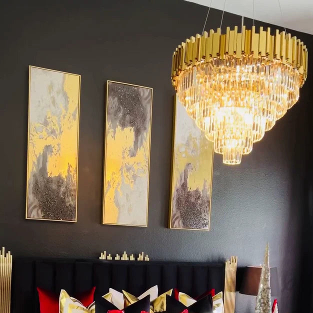 Rylight Light Luxury Large Round/Oval Multi-tiered Crystal Chandelier