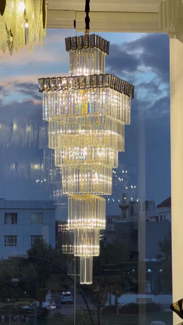 Rylight Multi-tier Square Crystal Chandelier