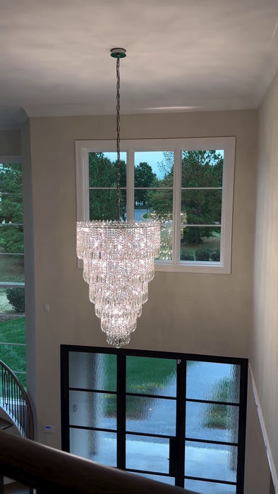 Rylight 30-Light 6-Tier Round Waterfall Crystal Chandelier