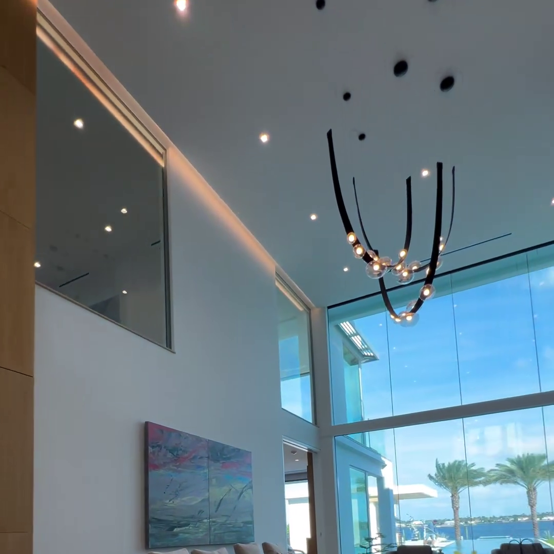 Rylight 1/2-Leather Belt Glass Chandelier